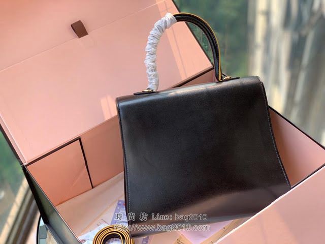DELVAUX女包 Magic bag風琴系列 德爾沃女手提包 原版Box皮 中號 Delvaux女單肩包 Dv0028風琴 金屬黑  fcs1245